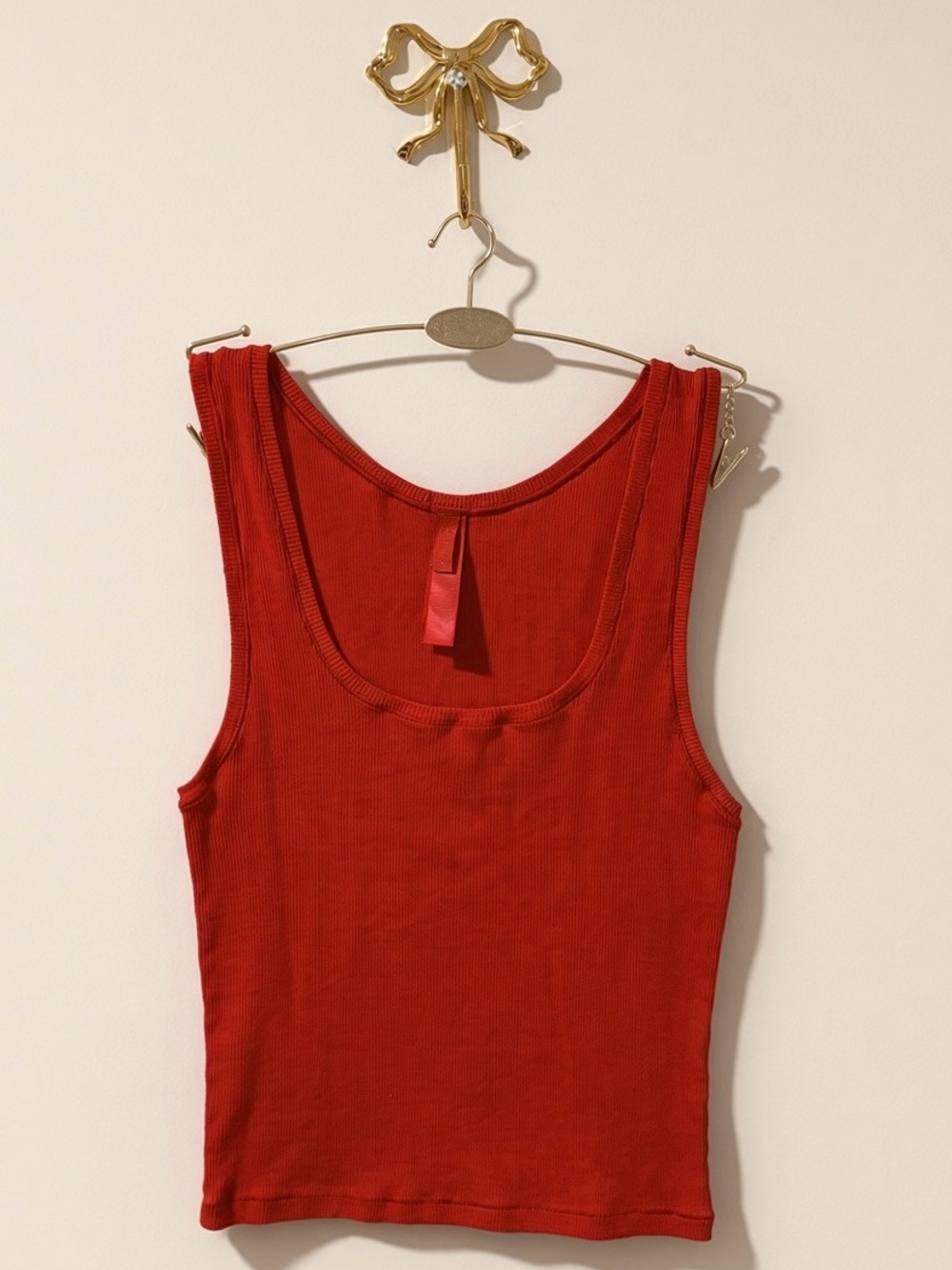 ❤️ SKIMS Cotton Rib Scoop Tank | Cayenne Red | Sz. L |🏷️